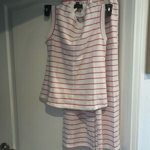 Pink and White Striped Sleeveless Top and pants Set